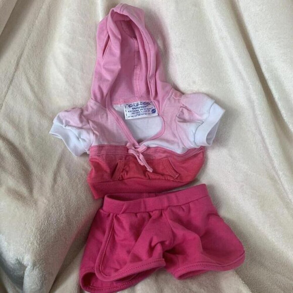Build A Bear Cute Ombré Pink Hoodie And Pink Shorts Outfit VGC​